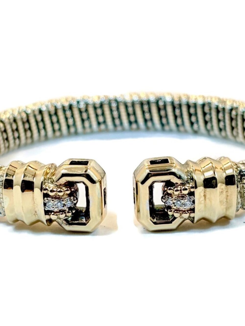 Alwand Vahan Bracelet, Sterling Silver, Diamond, Gold, 8 mm, Cuff, Desiginer